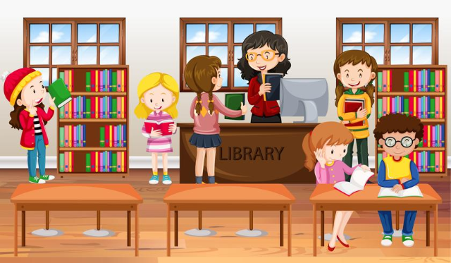365462-bambini-che-leggono-libri-in-biblioteca-gratuito-vettoriale