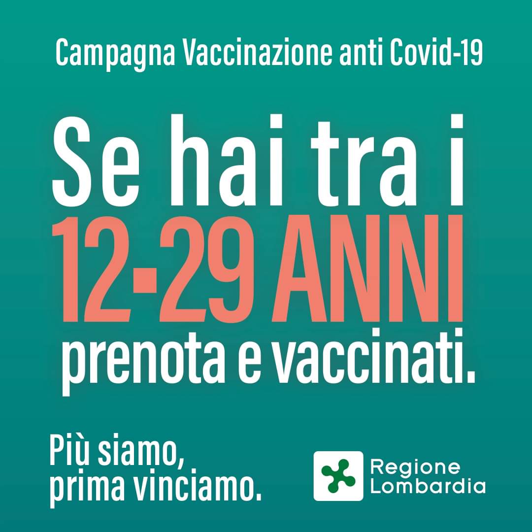Prenotazione vaccini 12-29 anni