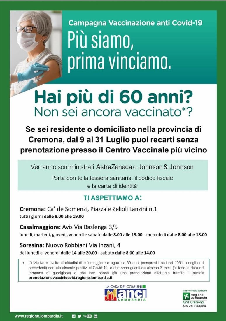 Hai piu' di 60 anni e non sei ancora vaccinato?